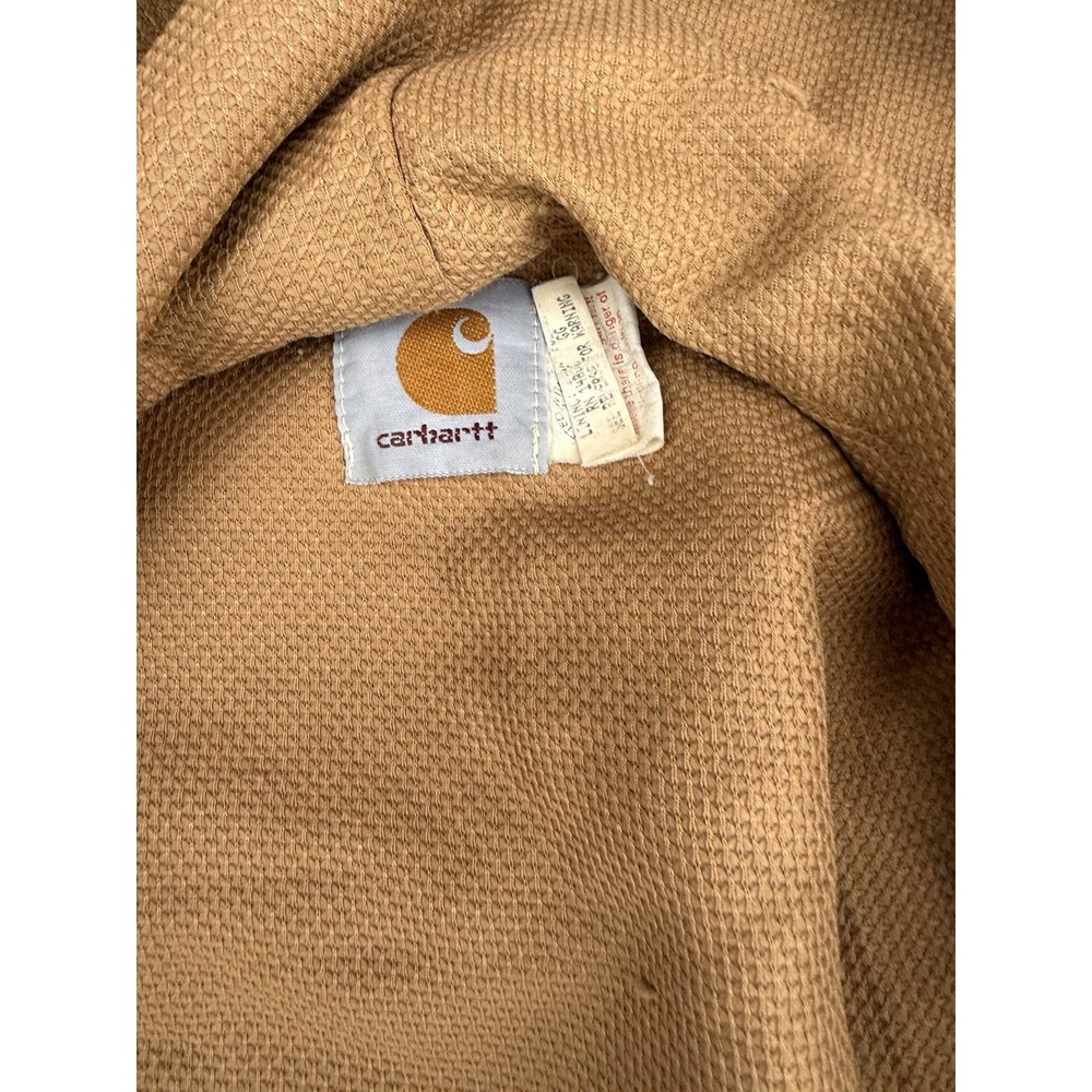 Vintage Carhartt Duck Canvas Hooded Work Jacket Distressed Brown XL Tall - Picture 5 of 10